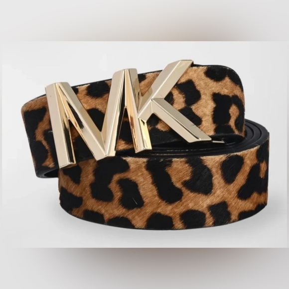 MICHAEL Michael Kors MK Buckle Leopard Calf Hair Belt size XL - Picture 1 of 11